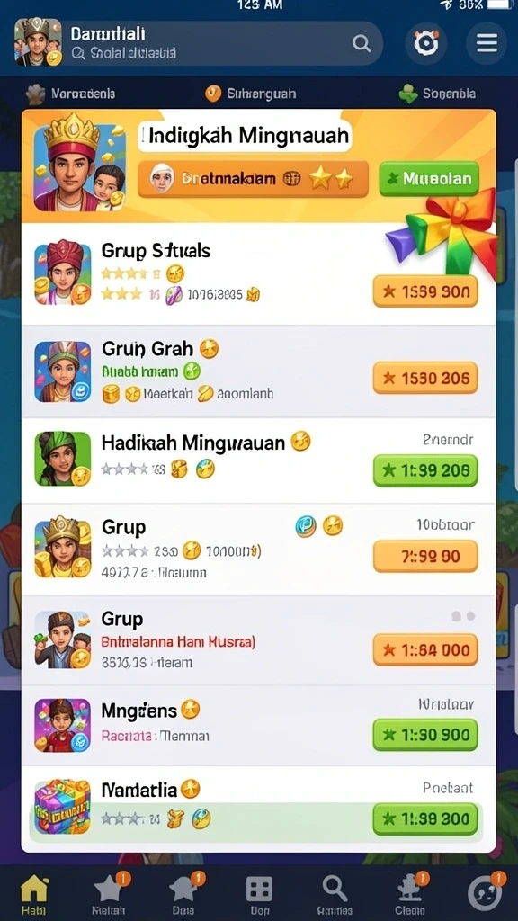 Screenshot menunjukkan karakter yang disesuaikan dengan berbagai item.