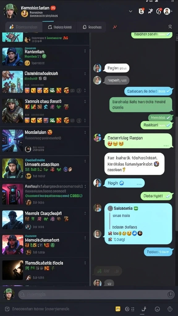Fitur chat untuk berinteraksi dengan pemain lain.