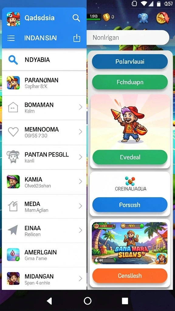 Tampilan utama aplikasi dengan opsi permainan.